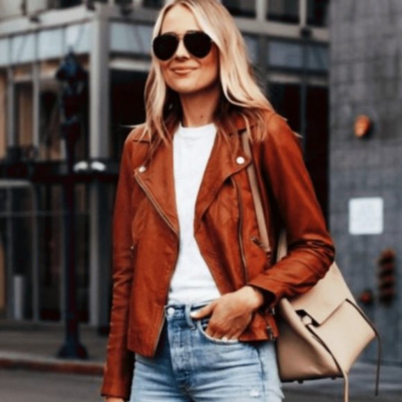 Jackets & Blazers - NEW Caramel Leather Moto Jacket